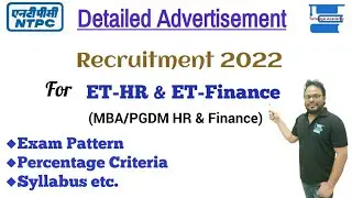 NTPC ET-HR & ET-Finance Recruitment Detailed Advertisement||Eligibility Criteria & Exam Pattern||