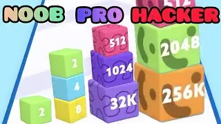 NOOB vs PRO vs HACKER in Merge Jump 2048