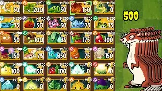 500 ice Weasel Zombie vs 100 random plants max level! Pvz2 custom gameplay?