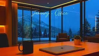 January Office Ambience - Minimalist Workspace, Snowy Window & Cozy Lofi (Productive Vibe)