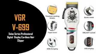VGR V-699 Salon Series Professional Digital Display Cordless Hair Clipper