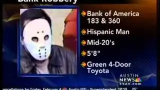 Man in hockey mask robs Austin bank