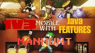 Minecraft Manhunt 1v3 on MOBILE (With Java Features!)