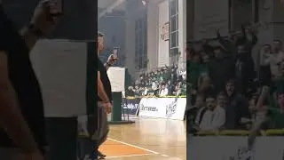 Axel Jacobsen celebrates with Panathinaikos fans