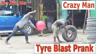 POPPING BALLOONS REACTION WITH TYRE PUNCTURE PRANK | BEST FUNNY BALLOON PRANK 2021