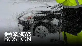 Mansfield, Massachusetts police deal with over a dozen stuck cars