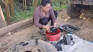 A Girl Invited to Repair Old Diesel Engine Oil Pump After Many Years of Neglect
