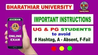 Bharathiar University | Important Instructions to UG & PG students of Regular, Arrear, SDE