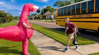 Big Brother Embarrasses Little Brother at Bus Stop Every day