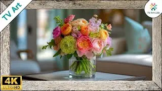 Mother's Day Colorful Spring Bouquet TV Art | Rustic Floral Frame TV Screensaver | 10 hours