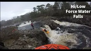 Boat breached and pinned kayaking Grade 4 Dog Leg and Low Force Waterfalls (Hi-Low Force) 0.50m
