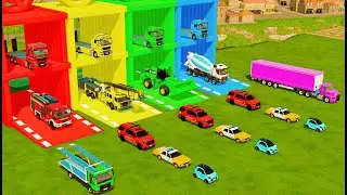 ALL POLICE AND RESCUE VEHICLES, WHEEL LOADER, BETON MIXER TRUCK TRANSPORT TO GARAGE - FS22
