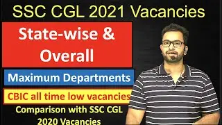 SSC CGL 2021 State-wise & Overall vacancies| Maximum departments| CBIC Lowest vacancies this time