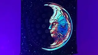 UV Blacklight Backdrop Trippy Visionary Wall Art by Luminokaya &laquo;Molecular Moon&raquo;