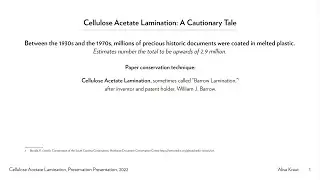 Cellulose Acetate Lamination&mdash;A Cautionary Tale