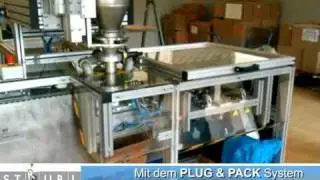 Sch&uuml;ttg&uuml;ter Beutelverpackung, vollautomatisch mit Dosiersystem mit PLUG&PACK Systen www.Strubl.de