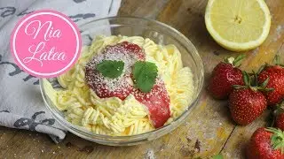 Schnelles Spaghetti-Eis  I mit Erdbeersauce I Sommer Dessert I vegan möglich