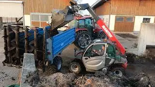 Miststreuen mit einem Case JXU 95 und MEV 7000 Miststreuer | Manitou Teleskoplader