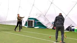 Mini Tennis Forehand - Roll Ball to Partner with Racquet