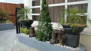landscaping design with wall painting design 