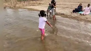 Beach filled with stones, lake in George Town, Texas
