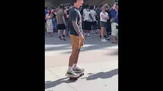 Max Holloway Rolling up to T-Mobile arena on his skateboard