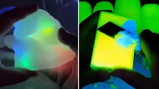 satisfying NEON SLIME videos - slime and clay mixing ASMR ☆