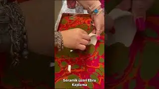 Seramik &uuml;zeri Ebru Sanatı ile Kaplama &Ccedil;alışması