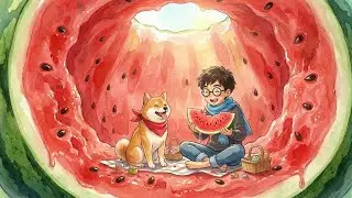 Peaceful Farm Life Shiba Inu Helping Grow Watermelons  Ghibli Style Video