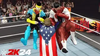 Homelander & Soldier Boy Vs Omni-Man & Invincible | Tag Team Match - WWE 2K24 - PS5 [4K 60FPS]