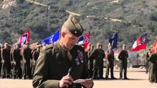 Lt. Col. Andrew Priddy at 2nd Battalion, 1st Marine Regiment's Change of Command Ceremony