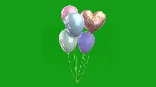 Colorful balloons tied with threads | Green Screen Library
