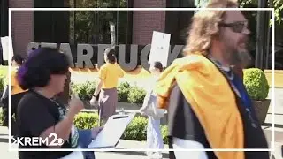 Starbucks workers protest in Seattle over store closures