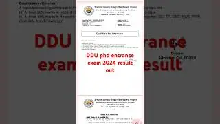 DDU phd entrance exam 2024 result out #ddu #phd