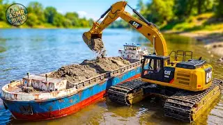 DIY Amphibious excavator, construction of a concrete bridge across a canal | Miniature construction