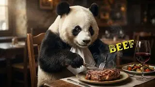 Panda Steak House 🐼 | Relaxing AI Hand-Feeding ASMR