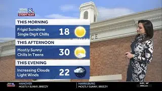 Slightly warmer week ahead, wind chills in teens today in south-central Pennsylvania