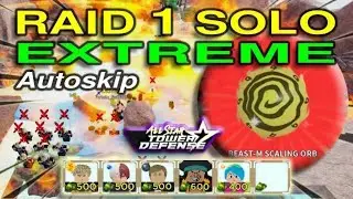 5 Units Easy Beating RAID 1 EXTREME | RAW Solo Full Auto Skip | Roblox All Star Tower Defense