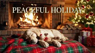 Peaceful Holiday Sleep: Cozy Fireplace Ambience & Puppy Music for Mind Healing 🎁✨