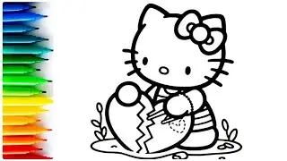 Hello Kitty with broken heart 💔 easy and beautiful drawing with colour