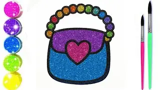 Glitter Heart Handbag coloring and drawing for Kids, Master of Art