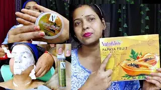 Nutriglow Papaya facial kit* Parlour style/step by step/facial at home/Papaya facial review/facial