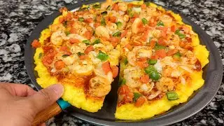 Cajun Shrimp and Grits PIZZA - CRUST made with GRITS!