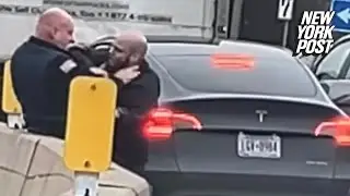 New York drivers fistfight while stuck at traffic light during upstate road rage brawl