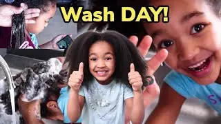 NO TEARS! Kids Natural Hair WASH DAY Routine | 4A 4B HAIR | Shampoo & Deep Conditioning | Detangling