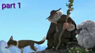 Intelligent dog See the work of the dog.loyal dog helps his master turn sheep's wool intoclo