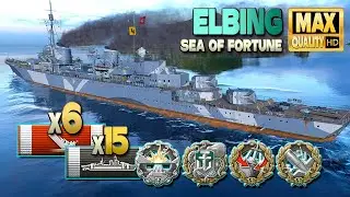 Destroyer Elbing: 256k on map Sea of Fortune - World of Warships