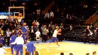 Pregame warmups prior to Jeremy Lin's first NBA start; Jazz at Knicks, February 6, 2012