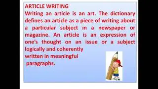 Article writing (.Advanced writing skills )