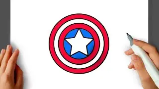 HOW TO DRAW CAPTAIN AMERICA SHIELD. Step by step.